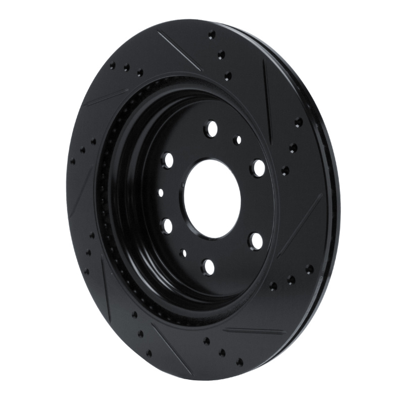 Cadillac Escalade Brake Rotor (1) - Rear Left - R1 Concepts - Drilled & Slotted - Black - `19-`25